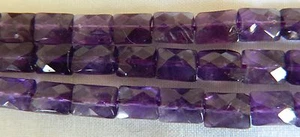 Amethyst, Faceted Rectangle Cushion Shape, Gem Quality 9.5mm x 7mm,  x 1 Bead - Picture 1 of 1