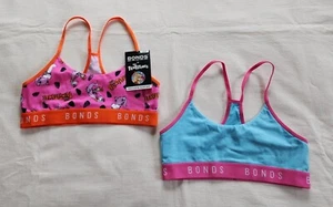 Bonds x The Flintstones UWHN2W UL9 Girls Racer Crop Top 2 Pack Size 8/10 New - Picture 1 of 5