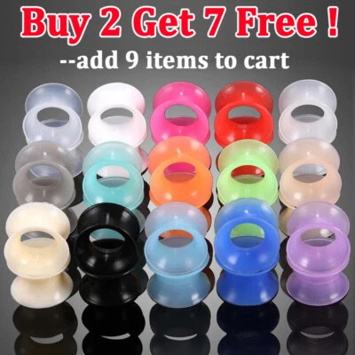 2 peças tampões de ouvido de silicone túnel de carne ultrafino duplo alargamento 2G-3/4"" - Imagem 1 de 4