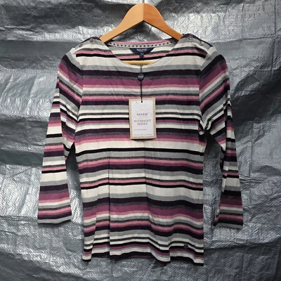 Maine New England Plum Metallic Striped Supersoft Jersey Jumper UK 12 r.r.p £22 - Image 1 of 4