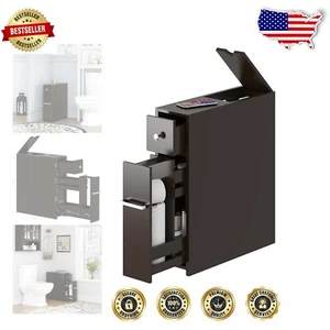 Elegant Espresso Bathroom Organizer with Slide-Out Drawer and Three Shelves - Picture 1 of 9