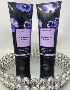 2 NEW BATH & BODY WORKS BLACKBERRY & BASIL ULTIMATE HYDRATION CREAM LOTION 8 OZ - Picture 1 of 4