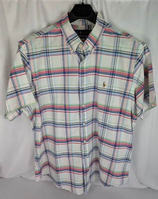 Camisa Ralph Lauren Para Hombre Talla XXL Blanca A Cuadros Manga Corta Calce Ajustado Foto 1 de 4