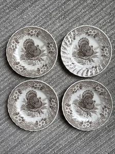 MYOTT CHURCHILL PORCELLANA RINGRAZIAMENTO PIATTI LATERALI MARRONE Set di 4 INGHILTERRA - Foto 1 di 7