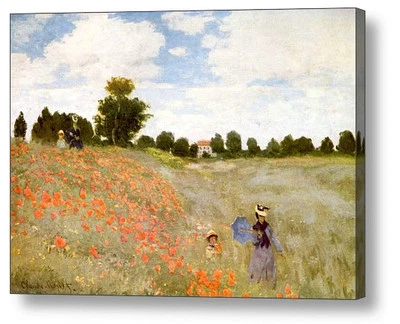 CLAUDE MONET POPPIES  REPRO CANVAS BOX PRINT 20" x 14", 30" x 20"  - Image 1 of 4