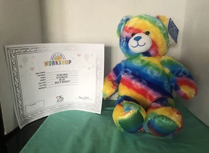 Build A Bear Workshop 25 aniversario colorido oso de la paz nuevo con etiquetas con certificado de nacimiento - Imagen 1 de 1
