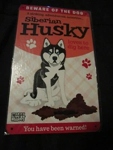 Decorative Metal Sign Dog Sign Beware of the Dog Siberian Husky  5" x 9" - Picture 1 of 2