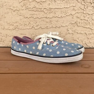 Keds Taylor Swift Sneakers Shoes Womens Size 7.5 Tennis Sky Blue/Red Polka dot - Picture 1 of 8