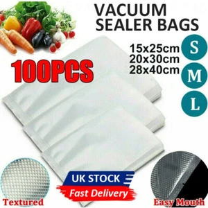100PCS Vacuum Sealer Food Storage Bags Textured Strong Pouches Seal Embossed Vac - Picture 1 of 7