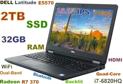 (3D-Design) DELL E5570 i7-6820HQ 2TB SSD 32GB 15.6 FHD Radeon R7 Backlit HDMI - Image 1 of 4