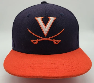 Virginia Cavaliers Navy Blue New Era 59Fifty Fitted Size 7 1/4 Hat Cap 'Hoos - Image 1 of 4