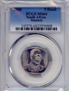 PCGS MS64 Mandela smiling / 5 rand South African coin - Picture 1 of 2