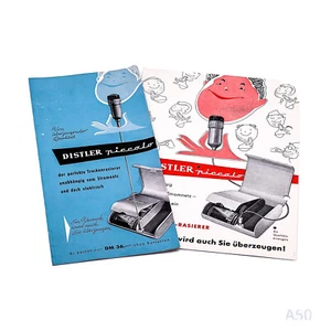 2x Distler Piccolo Máquina de Afeitar en Seco Publicidad Werbe-Anzeige 50er Años - Bild 1 von 7