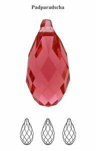 1Pc Genuine SWAROVSKI 6010 Briolette Crystal Pendants - PADPARADSCHA - Picture 1 of 3