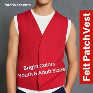 FELT Cub Scout Patch Vest Red - Picture 1 of 2