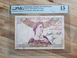 Martinique, Banque de la Martinique 25 francs 1930 - 1945 PMG banknote - Picture 1 of 3