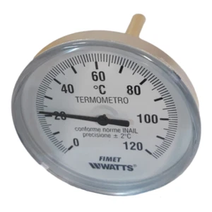 FIMET WATTS TERMOMETRO POSTERIORE 0 - 120°C QUADRANTE Ø 80 MM CON POZZETTO 10 CM - Picture 1 of 2