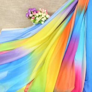 Gradient Chiffon Fabric Rainbow Dance Costume Stage DIY Clothes Dress Craft - Picture 1 of 29