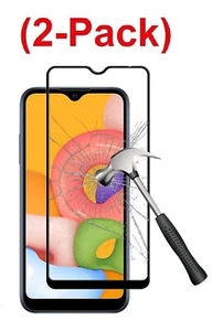 (2 Pack) Full Screen Edge to Edge Tempered Glass For Samsung Galaxy A01  - Picture 1 of 1