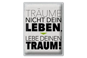Blechschild Spruch Leben lebe deinen Traum 30x40 cm Geschenk Schild tin sign - Bild 1 von 5