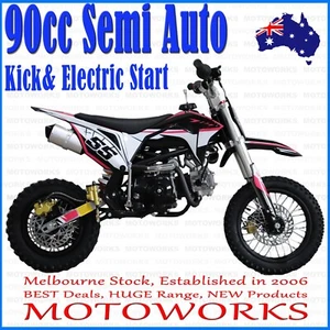 90cc Dirt Trail PIT Bike Motor 2 wheels Electric Start Semi Auto Junior Bike pin - Picture 1 of 16