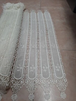 Tirolese Tendina A Moduli A Vetro Smerlata 90cm Alta Lino Sintetico Ecrù Asole - Immagine 1 di 3