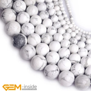 Cuentas sueltas de piedras preciosas blancas redondas naturales para hacer joyas 15" AU - Imagen 1 de 42