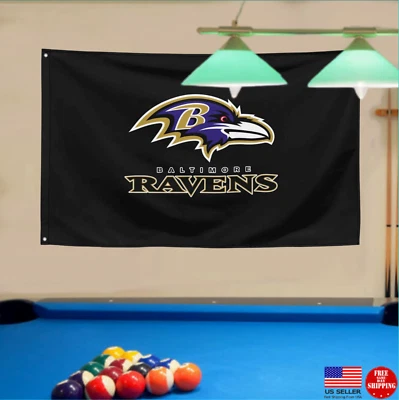 Baltimore Ravens Football Fans 3x5 Flag Gift Banner Man Cave Flags Banners Sign - Image 1 of 4