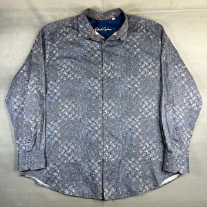 Robert Graham Shirt Mens 3XLT Tall Blue Geometric AOP Button Up Flip Cuff - Picture 1 of 8