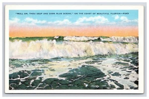 Postcard: FL Roll On, Thou Deep And Dark Blue Ocean, Florida - Unposted - Imagen 1 de 2
