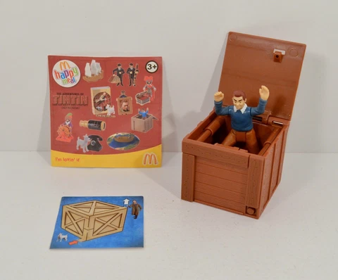 RARE 2011 Adventures Of Tintin Crate 3.25" McDonald's Movie Action Figure EUROPE Cover