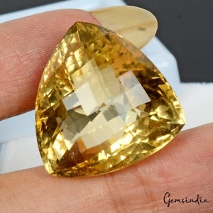 Piedra preciosa certificada suelta corte trillón citrino amarillo natural VVS 42,65 quilates - Imagen 1 de 5