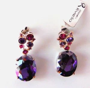 ORECCHINI DONNA - ARGENTO 925 -PENDENTI -BAGNO ORO ROSA -QUARZO SFACCETTATO - Imagen 1 de 3