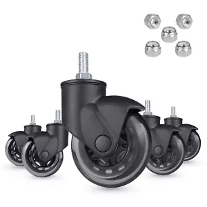 3" Office Chair Casters with 3/8"-16UNC Threaded Stem, Soft Rubber Replacement C - Picture 1 of 12