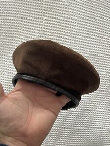 Margaret Howell Suede PigSkin Beret Brown Japan Military Rare MHL Hat Unisex Y2K