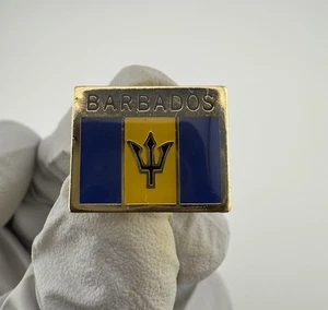 Vintage Flag of Barbados Enamel Lapel Pin - Picture 1 of 6