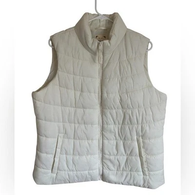 Chaleco Style & Co. Blanco Acolchado Cremallera Completa Puffer Marfil Sin Mangas Bolsillos Talla XL Foto 1 de 4