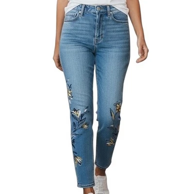Женские джинсы Chico's для похудения с вышивкой цветочный синий цвет размер 10 - Изображение 1 из 4