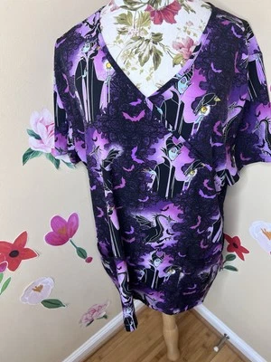 Blusa Médica Disney Villains Maléfica Bolsillos Elásticos Para Mujer XL Púrpura 💜 Foto 1 de 4