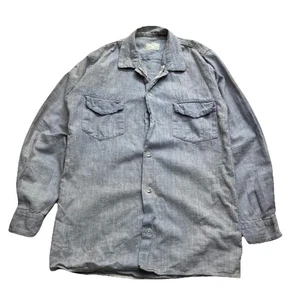 30’s 40’s Vintage Linen Chambray Shirt Woven Selvedge Gabardine Small - Bild 1 von 11