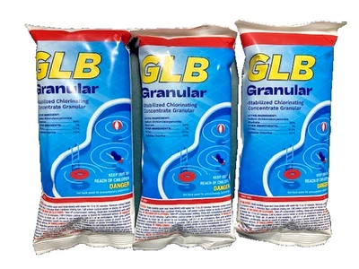 GLB POOL & SPA GLB Stabilized Chlorinating Concentrate Granular Chlorine - 1 pound bag x 3 Bags
