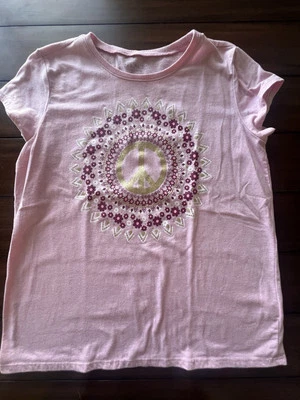 The Children’s Place Girls Light Pink Peace Sign T-Shirt Size XXL (16) - Image 1 of 4