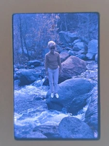 Vintage 1963 Kodak Ektachrome 35mm Slide Woman by Mountain Creek - Picture 1 of 3