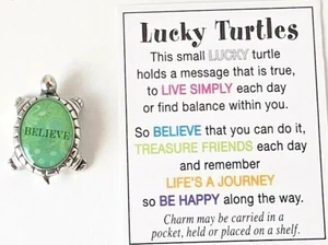 Ganz Mini Lucky Message Turtle "BELIEVE" Charm Token Figurine w/Poem card - Picture 1 of 9