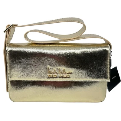 NICOLE MILLER Vegan Leather Metallic Gold Evening Bag Purse Handbag NWT $60  - Image 1 of 4