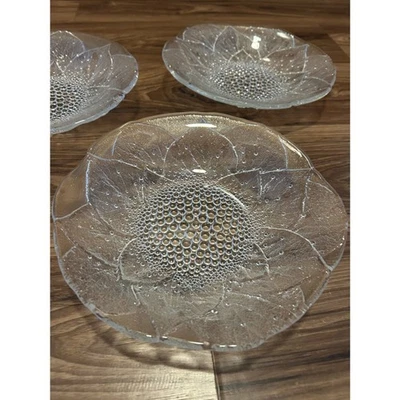 🌻 JUEGO DE TRES PLACAS POCO PROFUNDAS CRISTAL 8" GOTAS DE ROCÍO HOYA GIRASOL MIKASA DE COLECCIÓN Foto 1 de 4