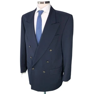 Yves Saint Laurent YSL Blazer Herren 42R Zweireiher Navy Wolle Designer Jacke - Bild 1 von 20