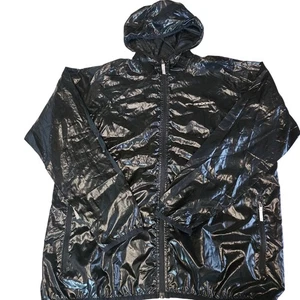 Brooks Black Hooded Windbreaker Rain Coat Jacket Niagara Falls Marathon L 3632 - Picture 1 of 9