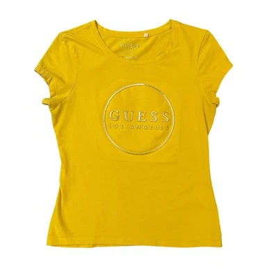 Женская футболка с коротким рукавом GUESS Los Angeles размер БОЛЬШОЙ желтый с серебристым логотипом - Изображение 1 из 4