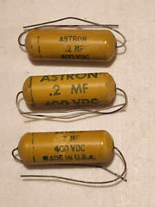 Vintage Astron .2 uf 400v Mustard Capacitors (NOS) - Lot of 3